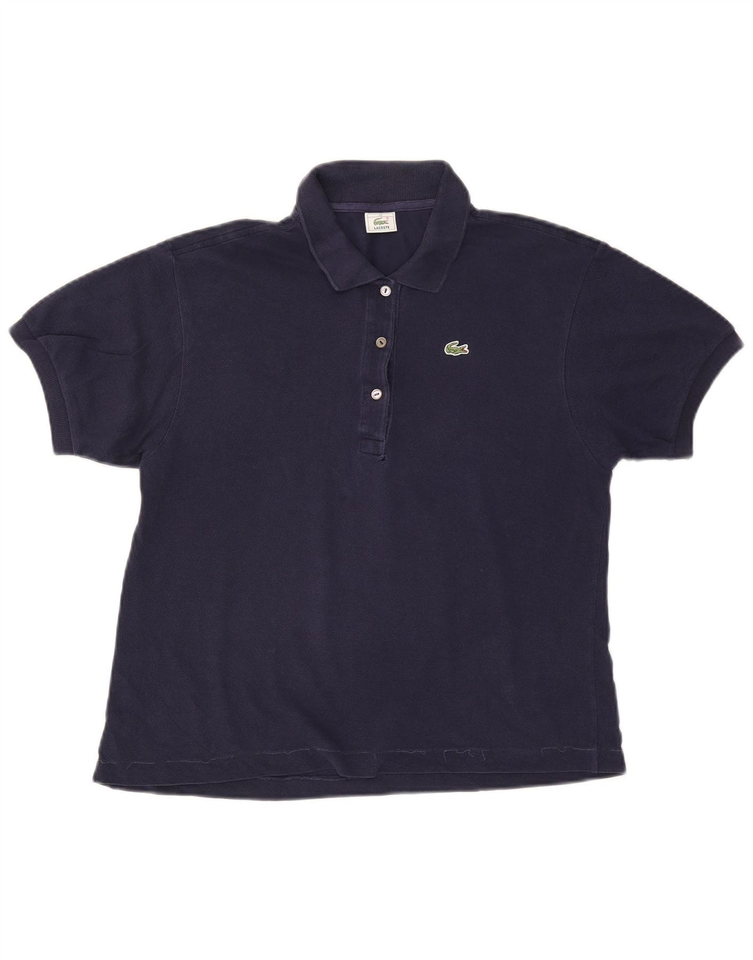 LACOSTE Womens Polo Shirt Size 42 Large Navy Blue Cotton