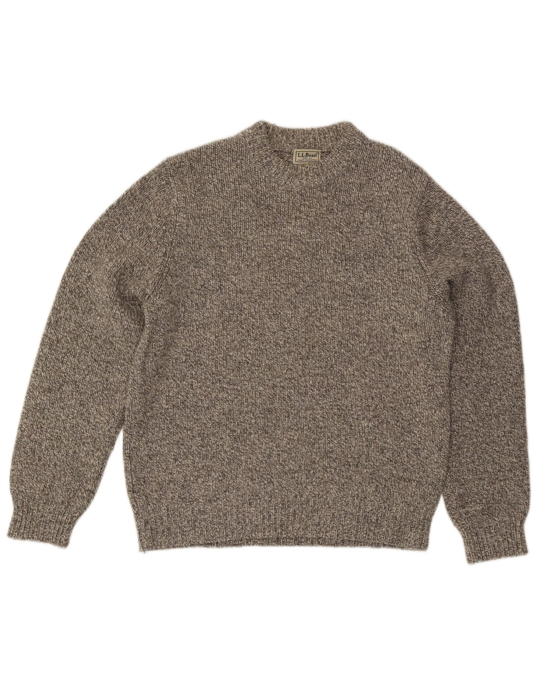 L.L.BEAN Męski sweter z okrągłym dekoltem, średnioszary, wełniany