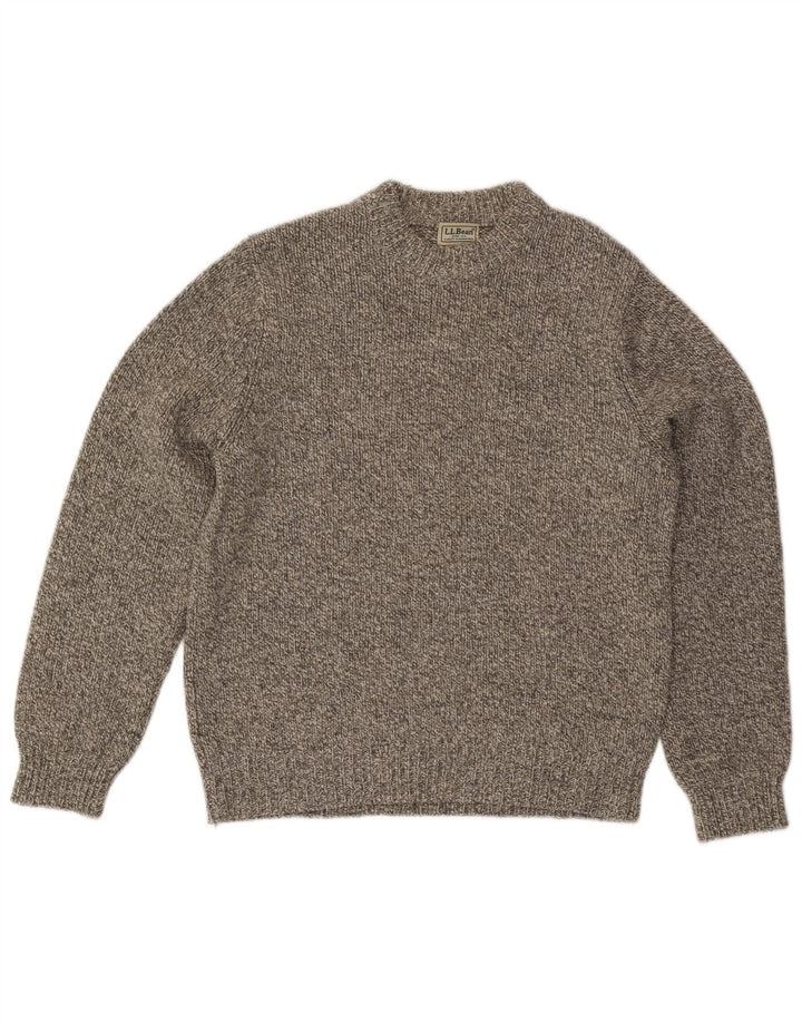 L.L.BEAN Męski sweter z okrągłym dekoltem, średnioszary, wełniany