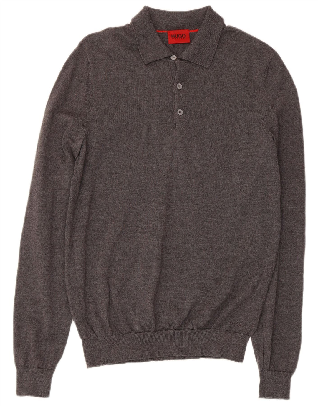 Męski sweter polo Hugo Boss, średnioszary, z dziewiczej wełny