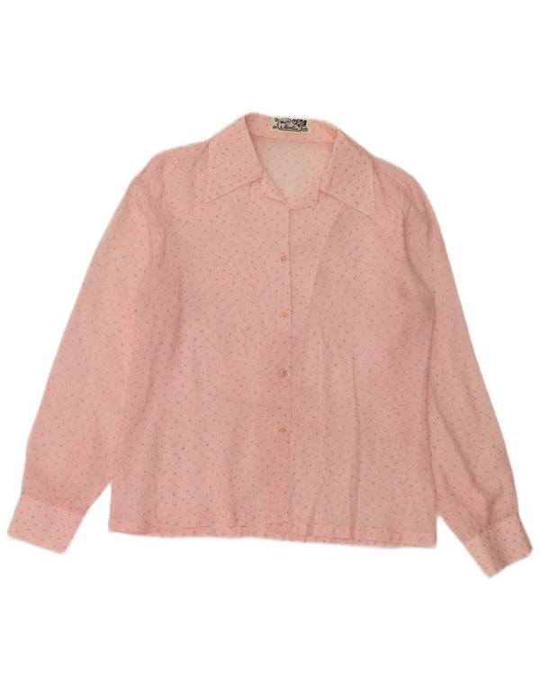 VINTAGE Womens Shirt Blouse IT 46 Large Pink Spotted