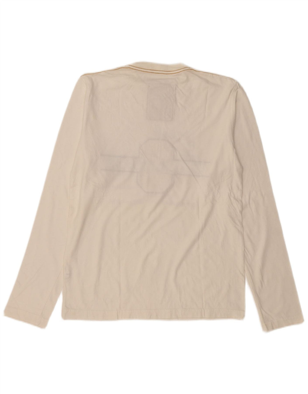 THINK PINK Męski graficzny top z długim rękawem XL w kolorze złamanej bieli, bawełniany