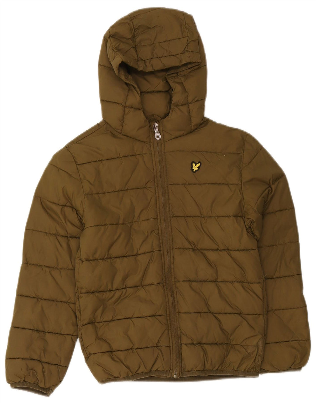 Lyle & Scott Chłopięca wyściełana kurtka z kapturem, 7-8 lat, khaki, poliamid