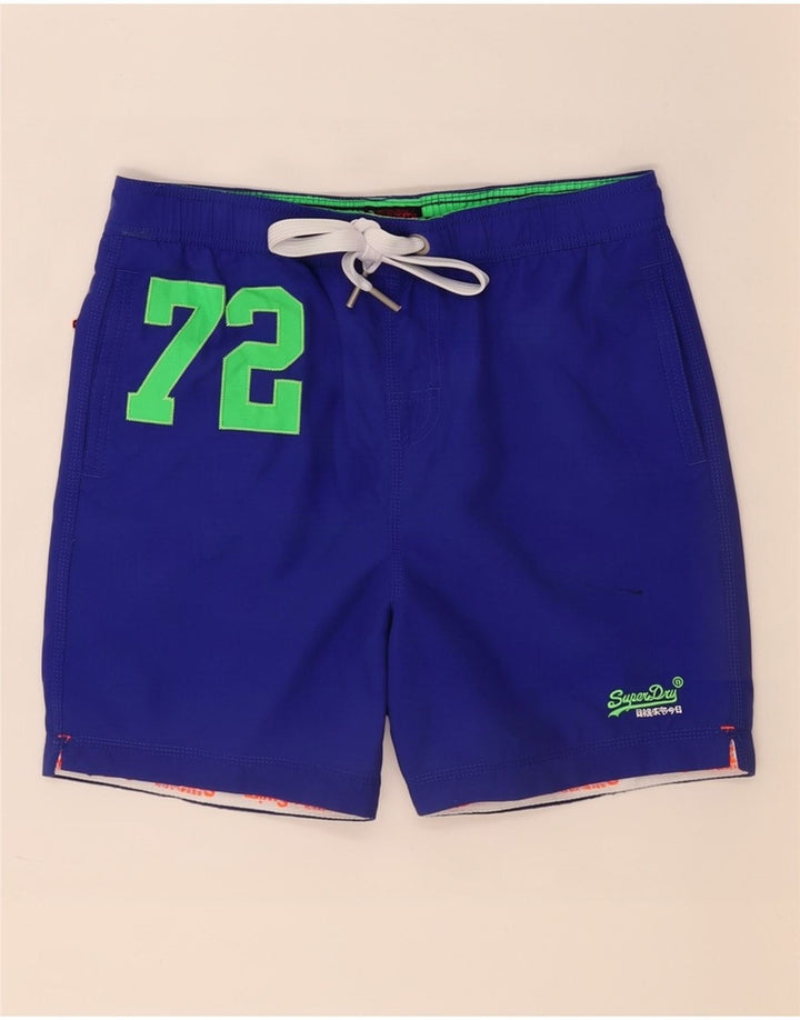 Męskie spodenki kąpielowe Superdry z grafiką, średni niebieski, poliester
