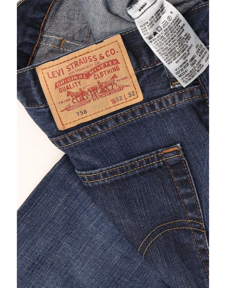 Męskie jeansy Levi's 758 w trudnej sytuacji W32 L32 Granatowa bawełna