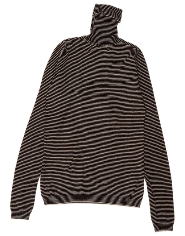 Damski sweter Zara z okrągłym dekoltem UK 12 Średni szary w prążki Rayon