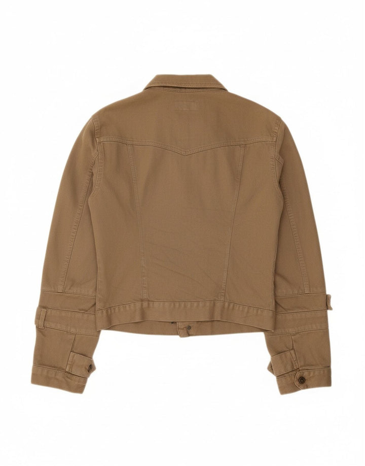 PATRIZIA PEPE Womens Crop Denim Jacket IT 44 Medium Beige