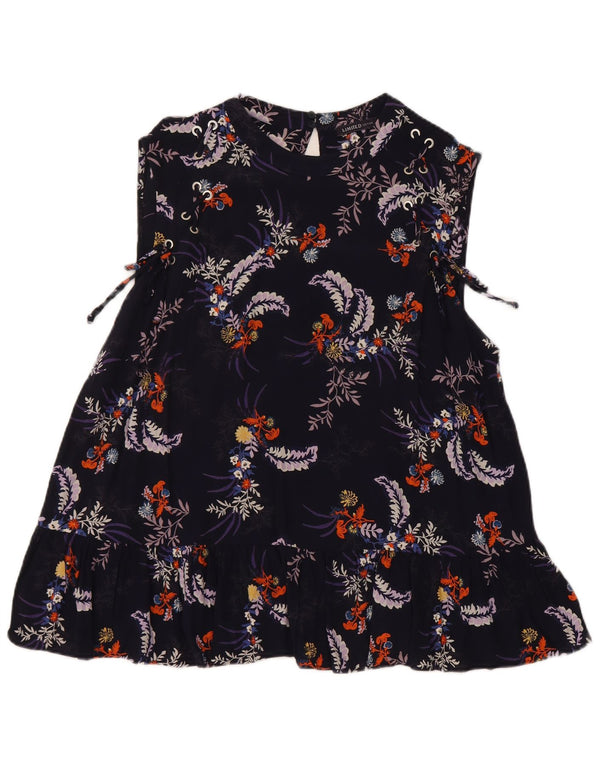 Damska bluzka bez rękawów Marks & Spencer UK 18 XL, granatowa, w kwiaty