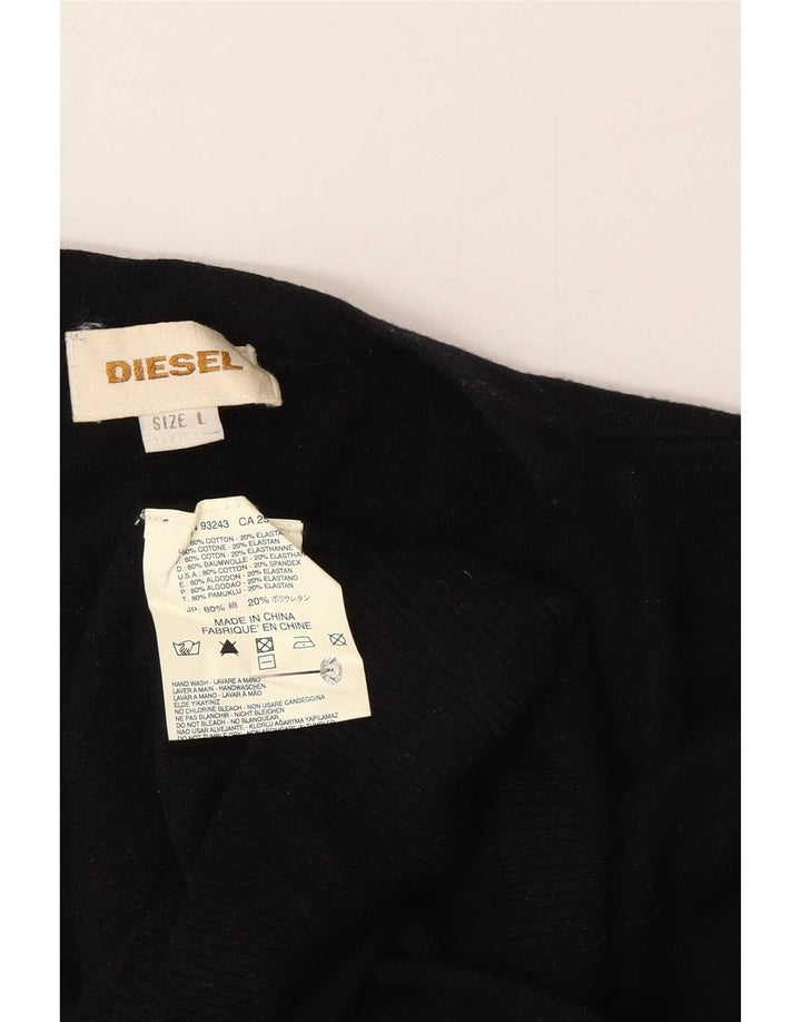 Diesel Męski sweter rozpinany, duży, czarny, bawełniany