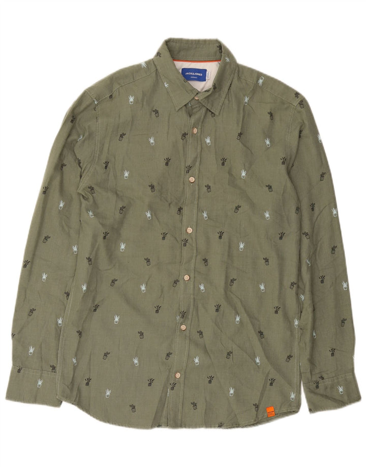 Koszula męska JACK & JONES, bawełniana w średnie zielone cętki