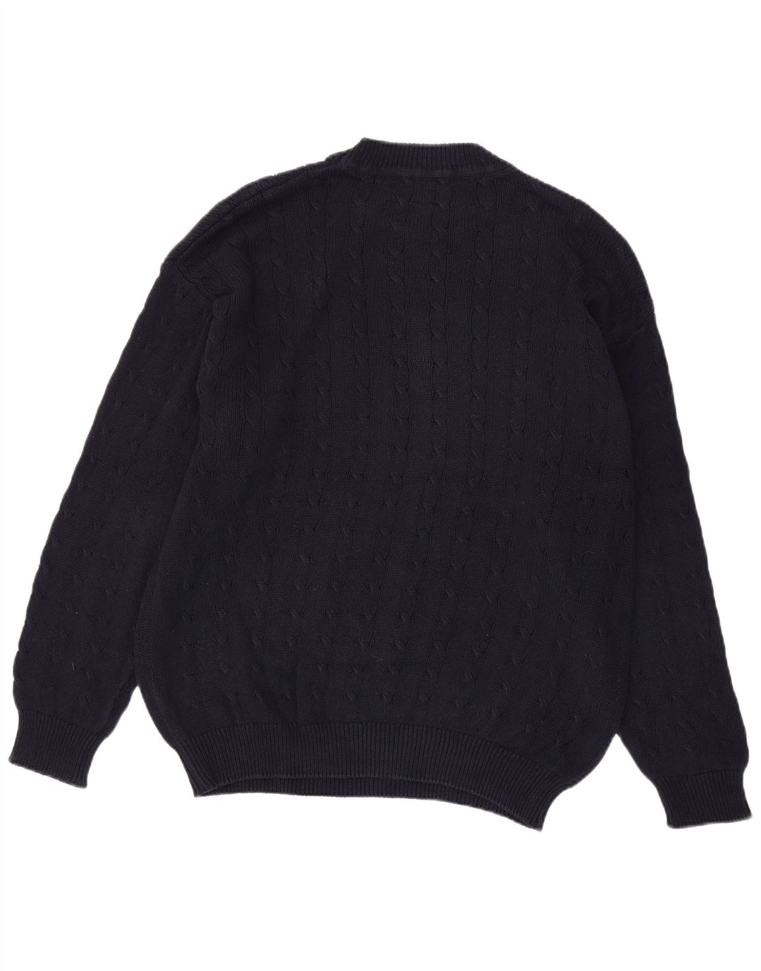 Męski sweter z okrągłym dekoltem Benetton, duży, granatowy, bawełniany