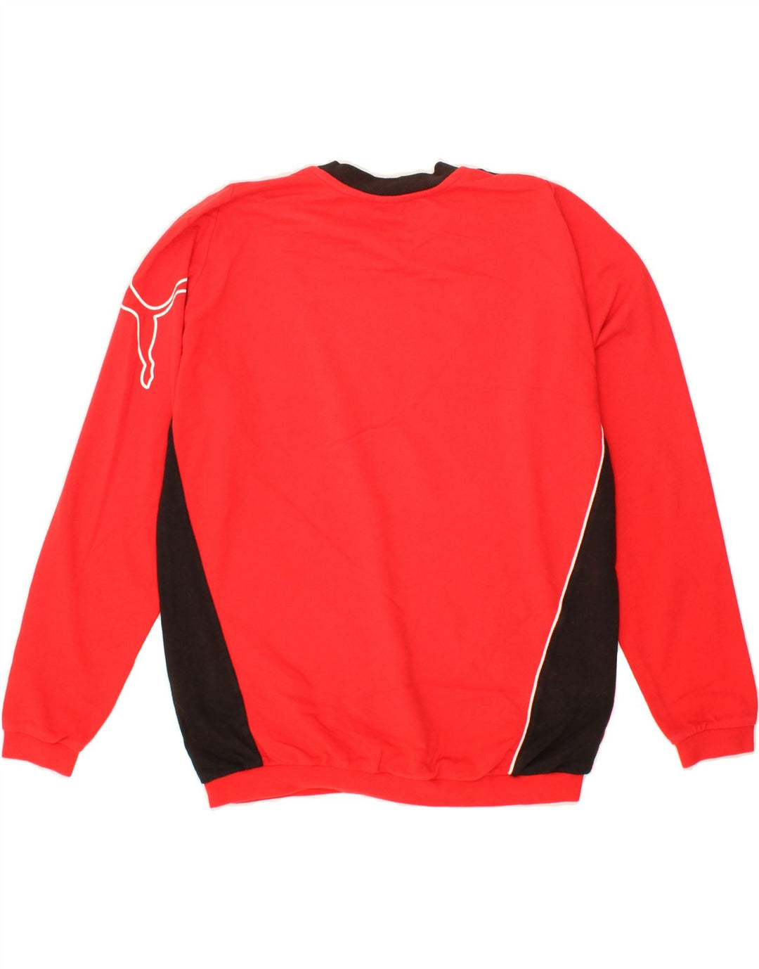 PUMA Mens Graphic Sweatshirt Jumper Medium Red Colourblock Cotton Vintage Puma and Second-Hand Puma from Messina Hembry 