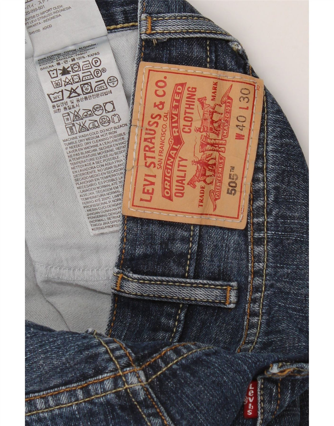 Męskie jeansy Levi's 505 Straight W40 L30 Niebieskie bawełniane