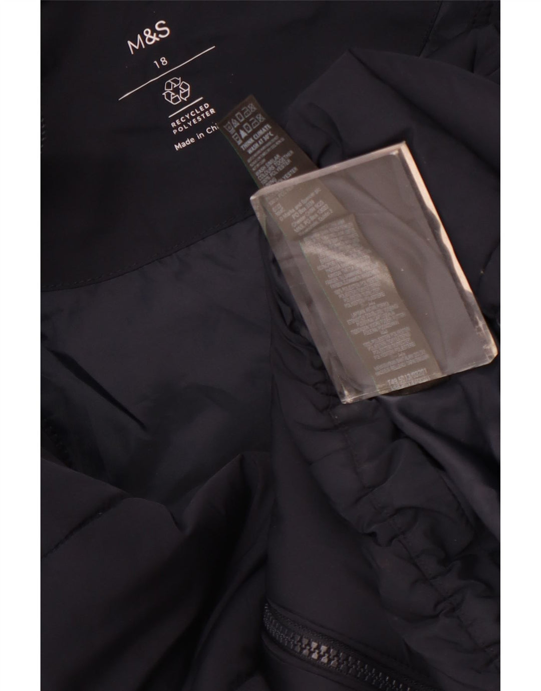 Damska ocieplana kurtka z kapturem Marks & Spencer UK 18 XL, granatowa, poliester