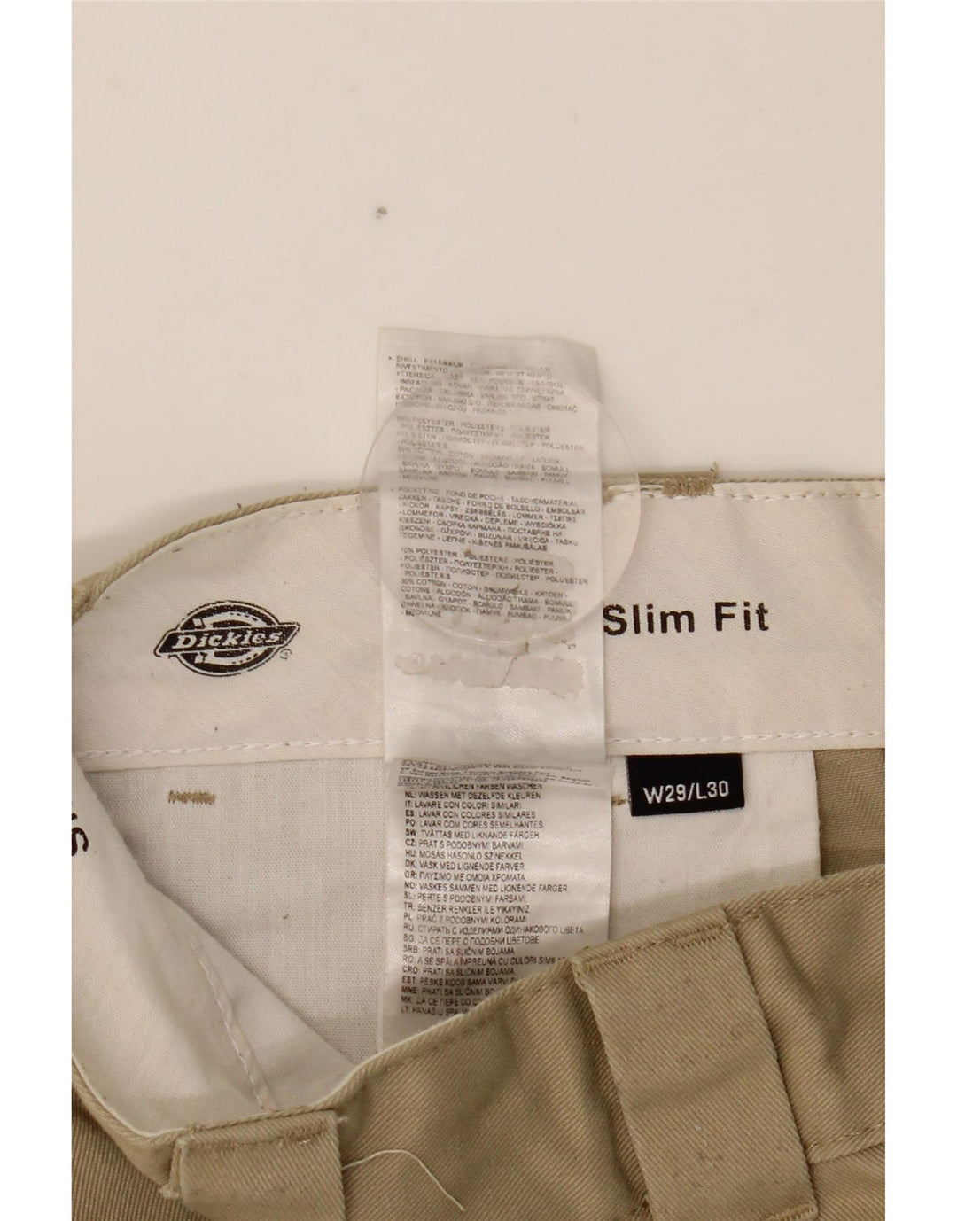 Męskie spodnie chino slim fit DICKIES W29 L30 beżowy poliester