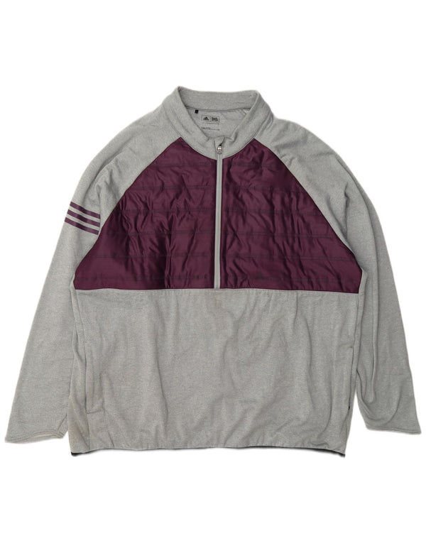 Adidas Męski dres z zamkiem błyskawicznym Top 2XL Szary poliester z blokami kolorów