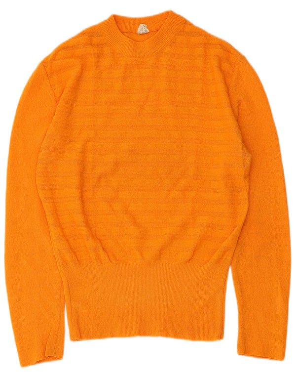 Vintage damski sweter z okrągłym dekoltem IT 46 w duże pomarańczowe paski