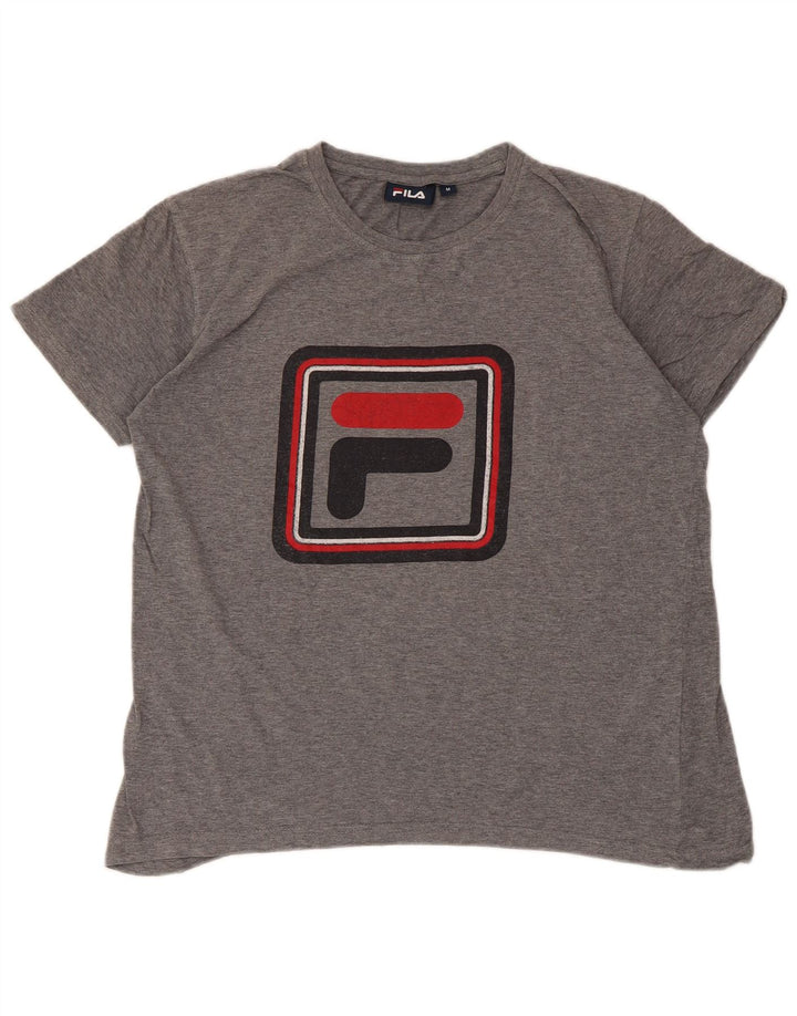 Męski T-shirt z grafiką Fila, średni szary, nakrapiany