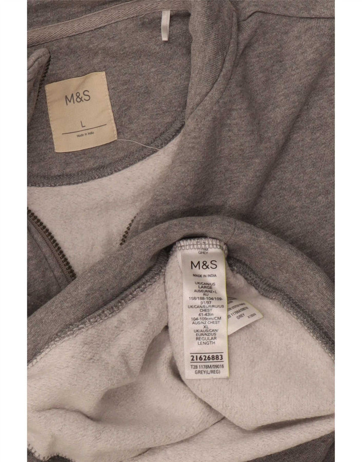 Marks & Spencer Męski sweter z zamkiem błyskawicznym, duży, szary, bawełniany