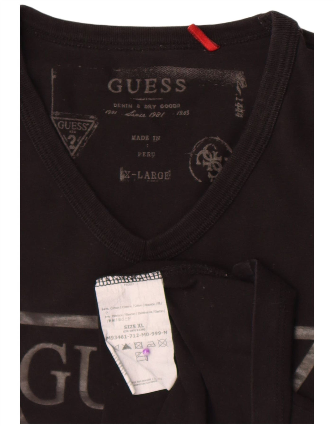 Męski graficzny top Guess z długim rękawem XL, czarny, bawełniany