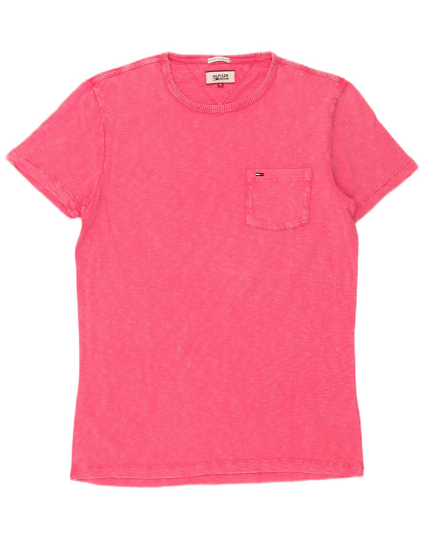 T-shirt męski Tommy Hilfiger Top, średni, różowy, bawełniany nakrapiany