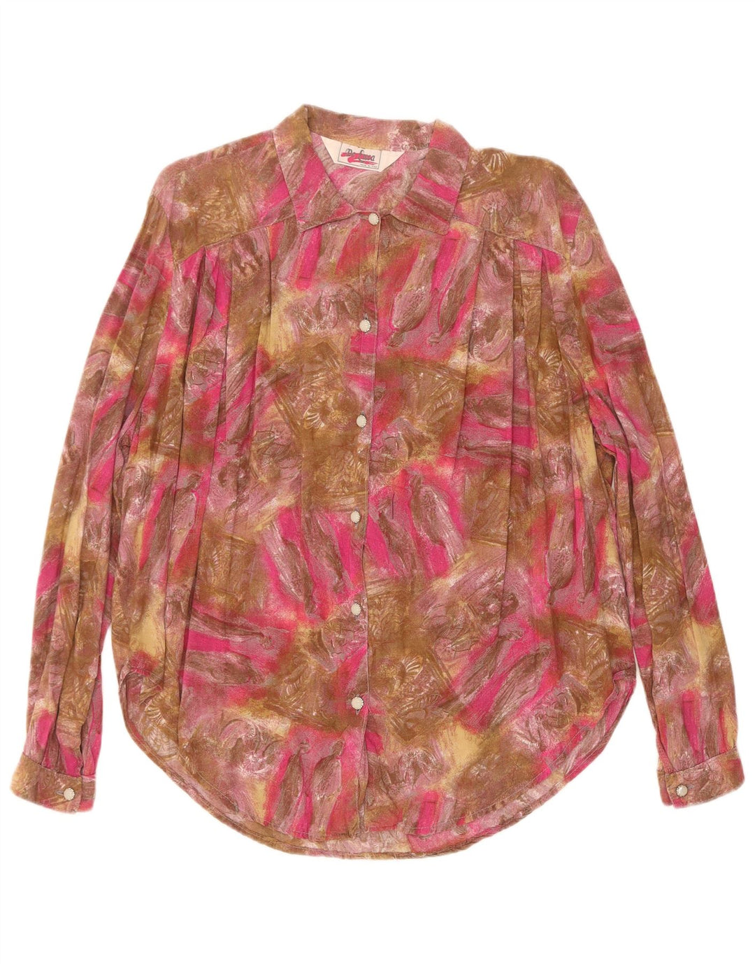 Damska bluzka koszulowa w stylu vintage w abstrakcyjny wzór UK 18 XL, wielobarwna