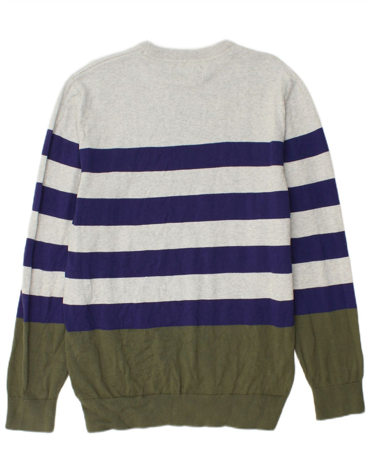 BARBOUR Mens Crew Neck Jumper Sweater Large Multicoloured Striped Cotton