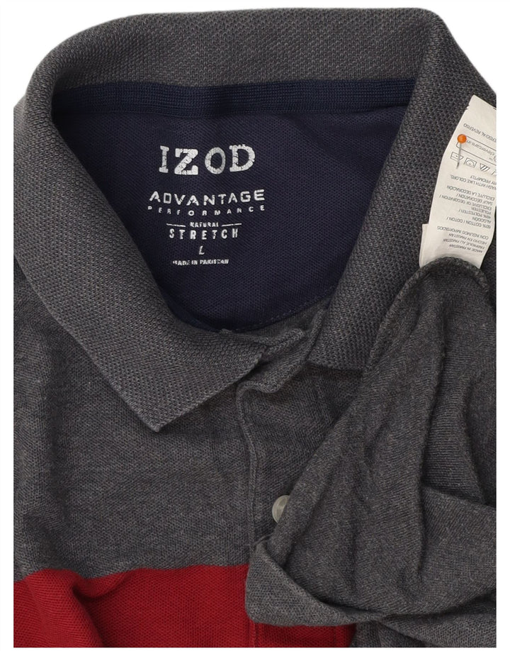 Męska koszulka polo IZOD, duża, szara, bawełniana w bloki kolorów