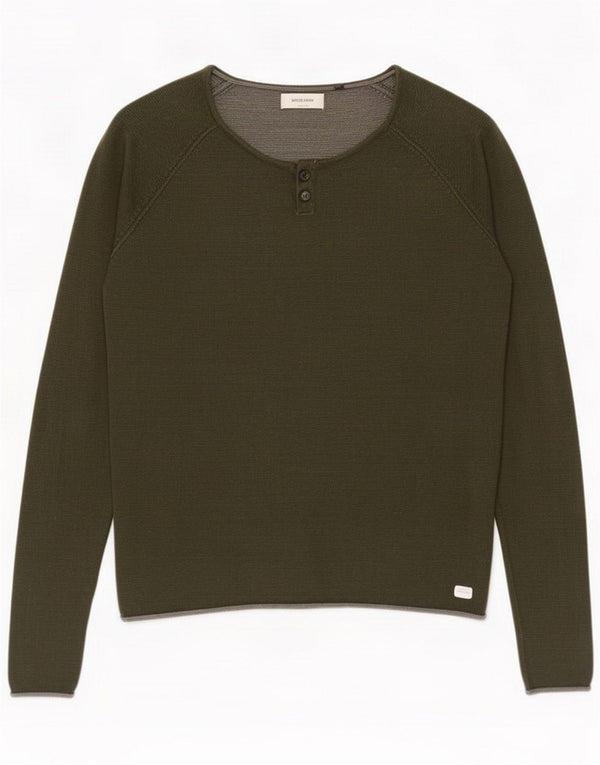 Jack & Jones Męski sweter z dekoltem w łódkę XL Khaki, bawełniany