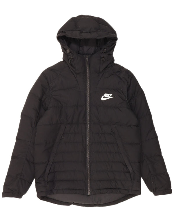 Męska wyściełana kurtka z kapturem Nike UK 40, duża, czarna, poliestrowa