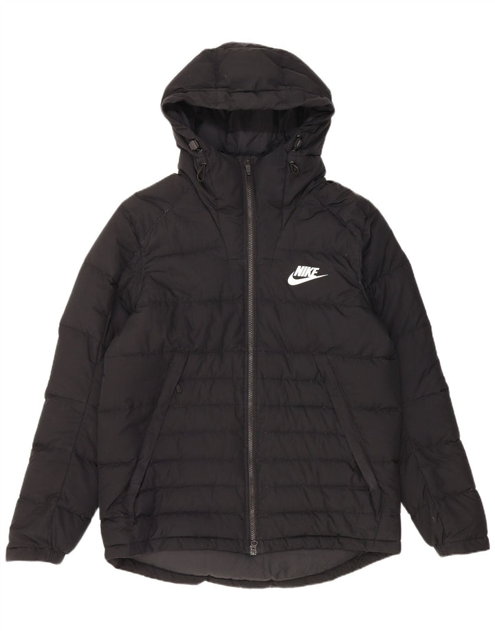 Męska wyściełana kurtka z kapturem Nike UK 40, duża, czarna, poliestrowa