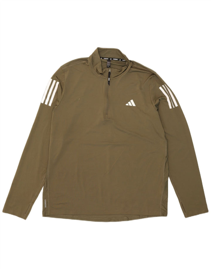 Dres męski Adidas Aeroready z zamkiem błyskawicznym na szyi, duży, poliestrowy khaki