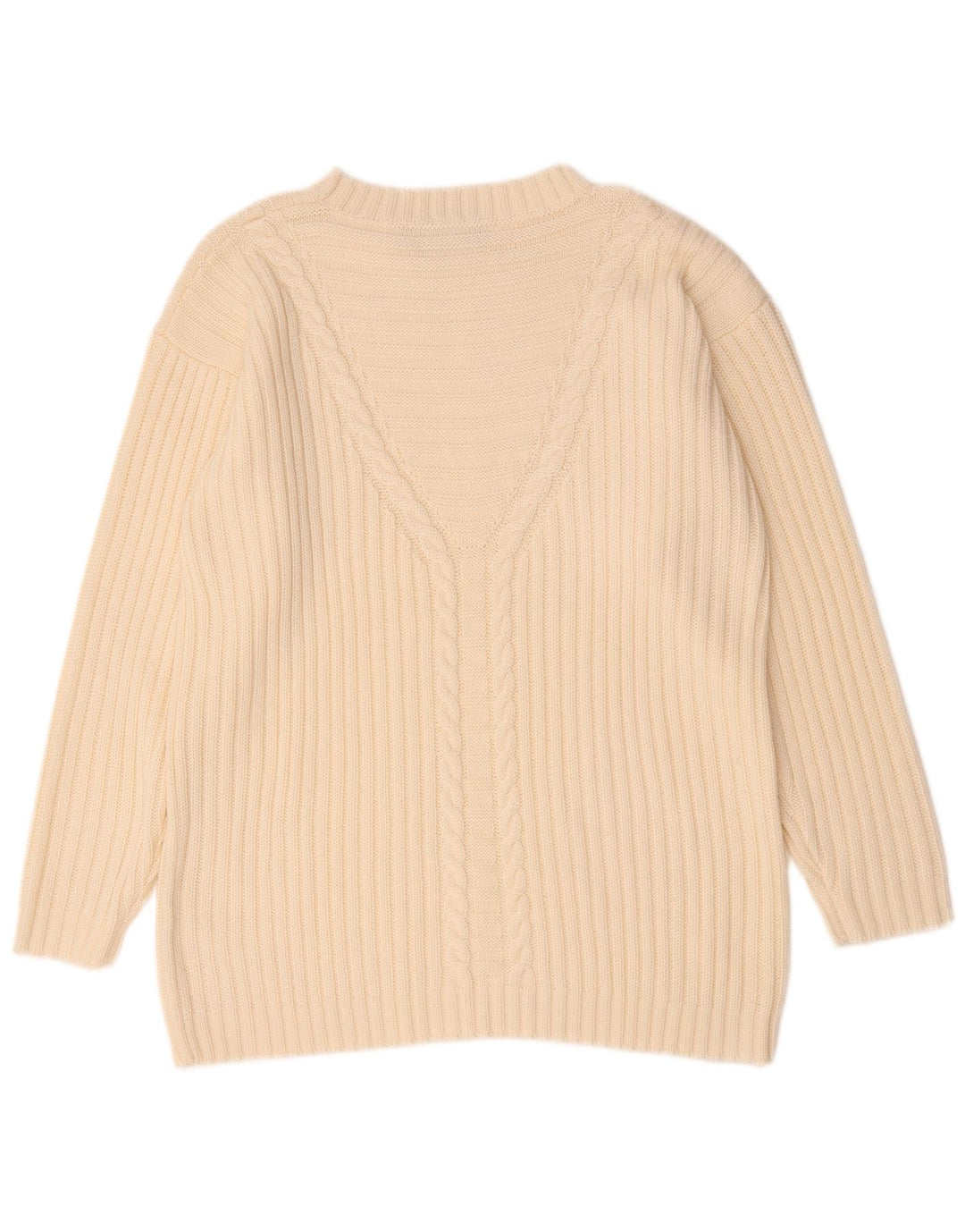 Vintage damski sweter oversize z dekoltem w łódkę EU 42, duży beż
