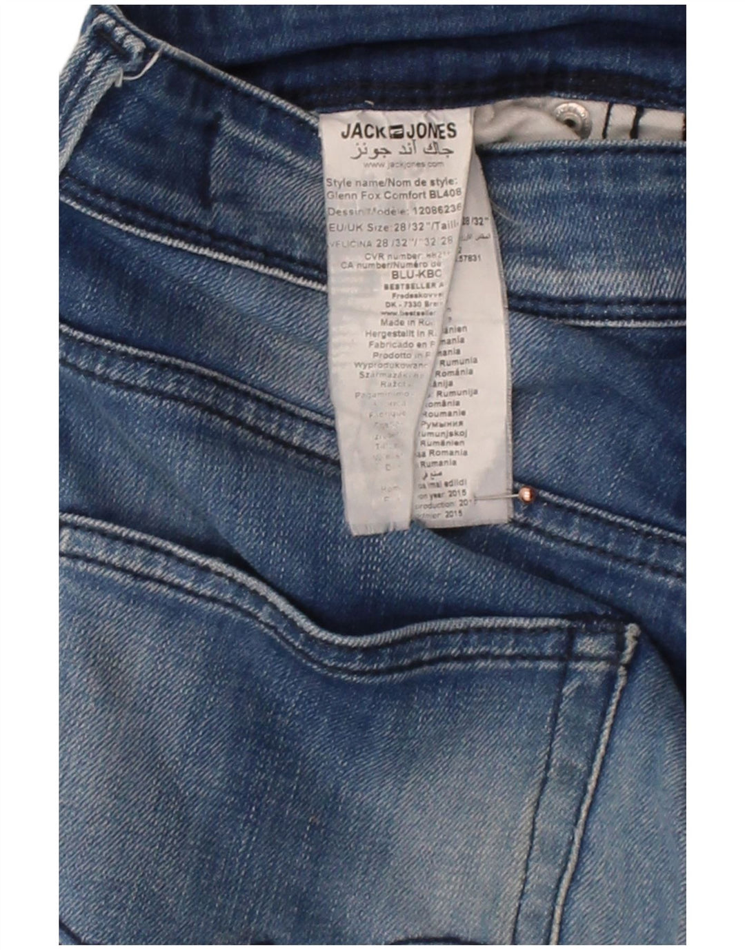 JACK & JONES Mens Slim Jeans W28 L32 Blue Cotton