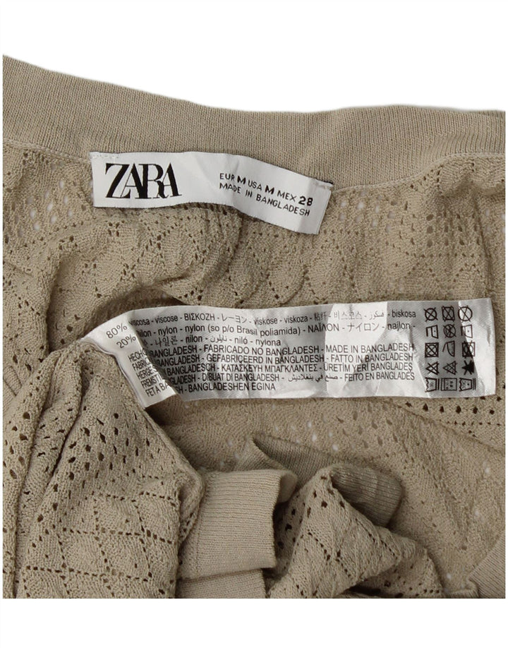 Damski top z prześwitującą kamizelką Zara UK 12 w średnim beżowym kolorze wiskozy