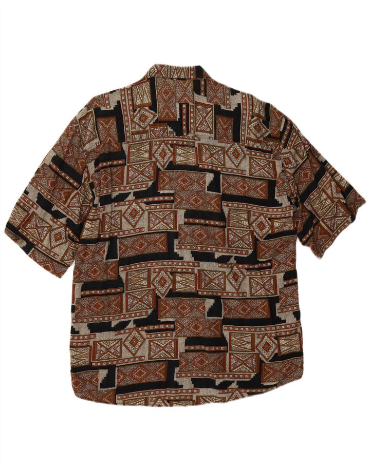 Męska koszula z krótkim rękawem Explorer XL, brązowa, geometryczna