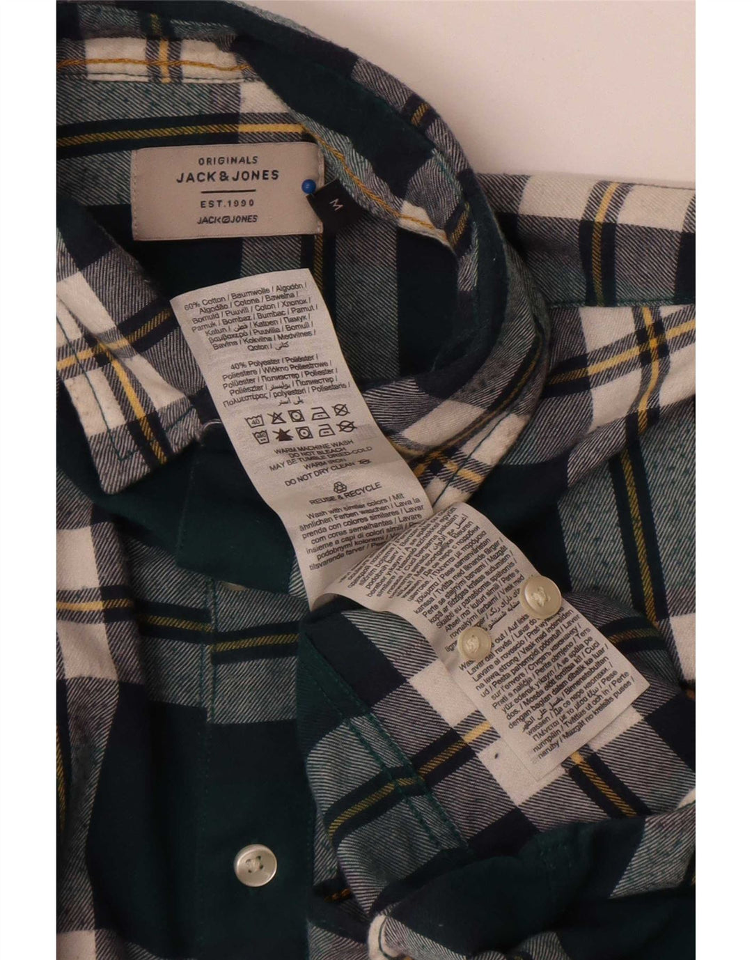 Męska koszula flanelowa Jack & Jones w średnią zieloną kratę, bawełniana