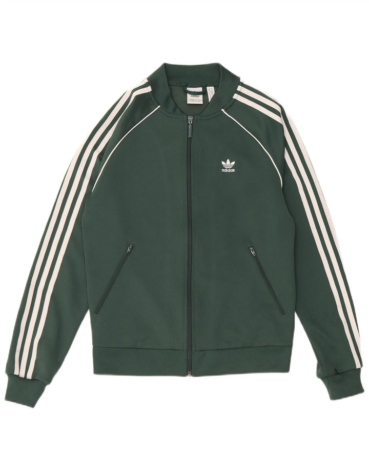 Damska kurtka dresowa Adidas o regularnym kroju, UK 10, mała, zielona, poliestrowa