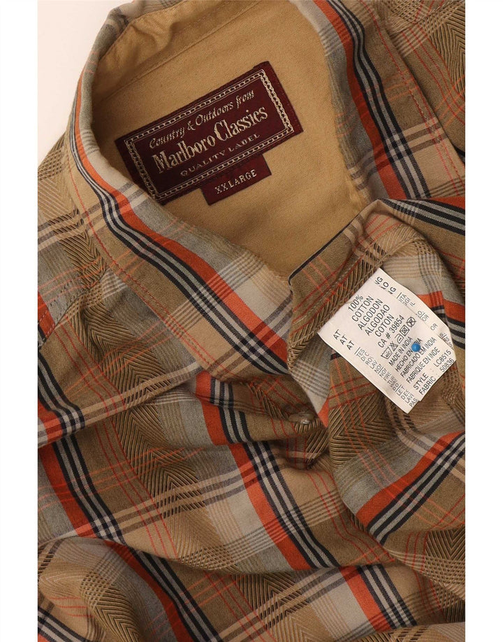 Męska koszula flanelowa Marlboro Classics 2XL, bawełniana w brązową kratkę