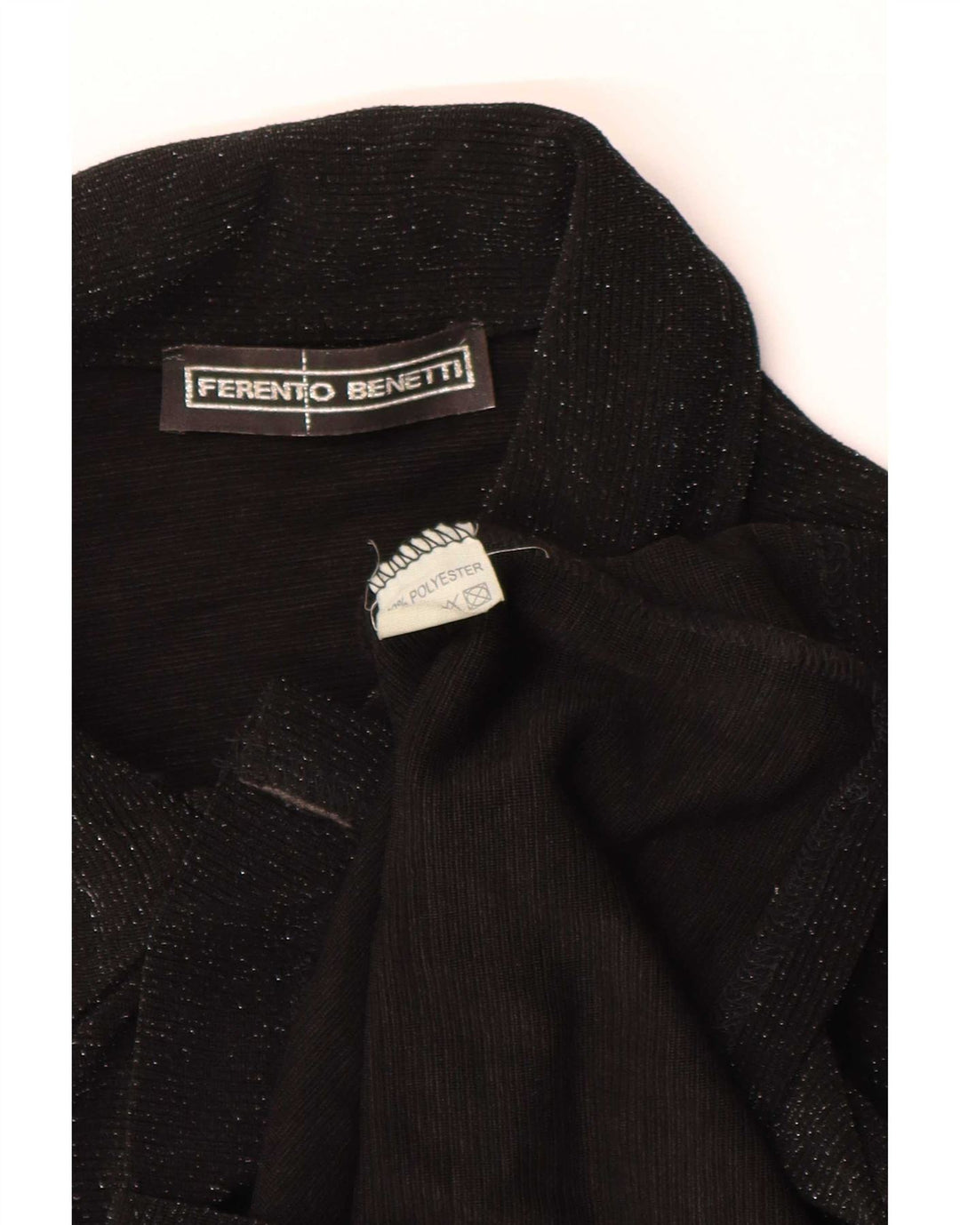 Damska bluzka koszulowa w stylu vintage UK 8, mała, czarna, poliester