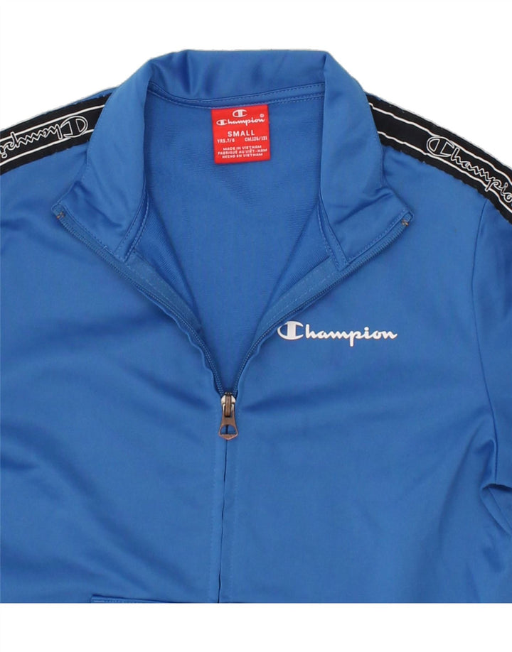 CHAMPION Boys Graphic Tracksuit Top Jacket 7-8 Years Small Blue Polyester Vintage Champion and Second-Hand Champion from Messina Hembry 