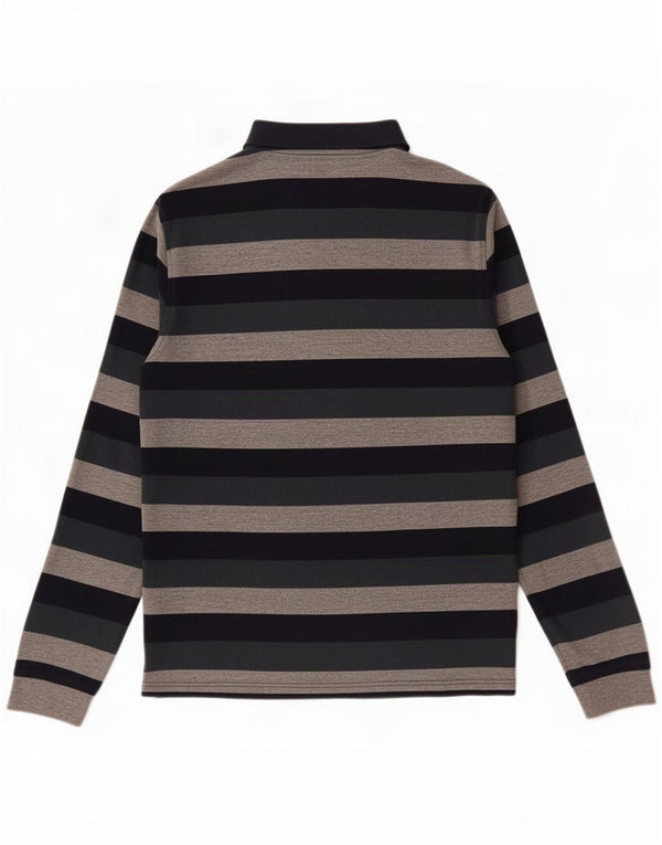 Sun68 Mens Long Sleeve Rugby Polo Shirt Large Multicoloured Striped Cotton