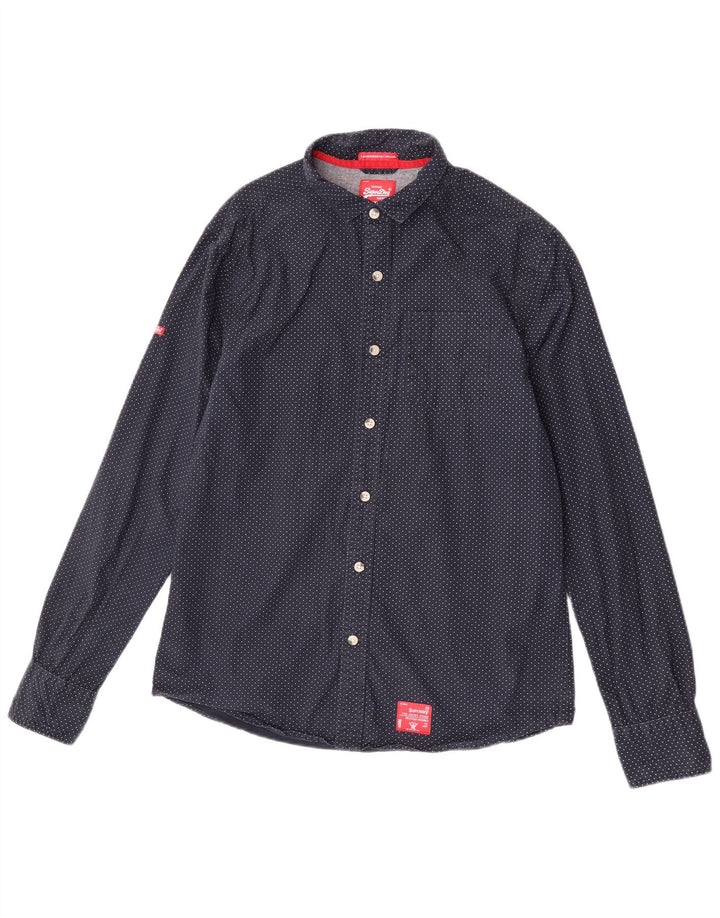 Koszula męska Superdry 2XL, bawełniana, granatowa w kropki