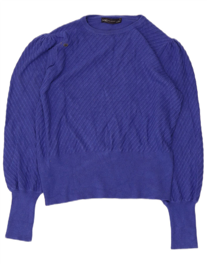 Marks & Spencer Damski sweter z okrągłym dekoltem, UK 14, średni niebieski