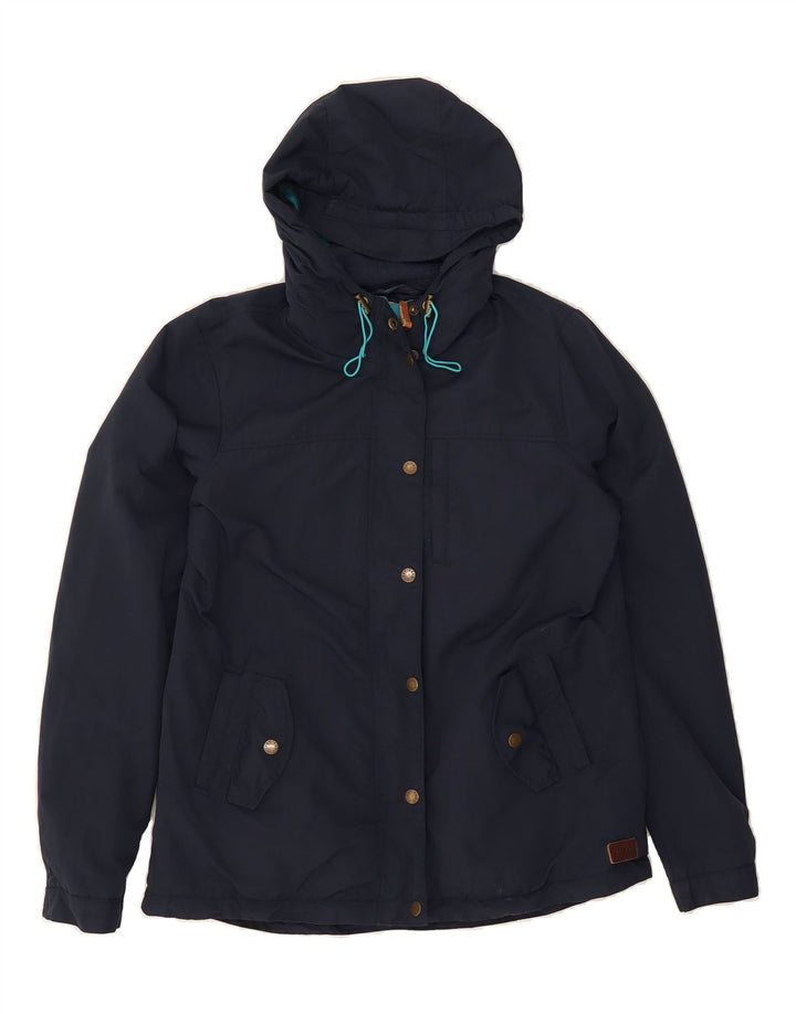 FAT FACE Womens Hooded Bomber Jacket UK 12 Medium Navy Blue Nylon Vintage Fat Face and Second-Hand Fat Face from Messina Hembry 