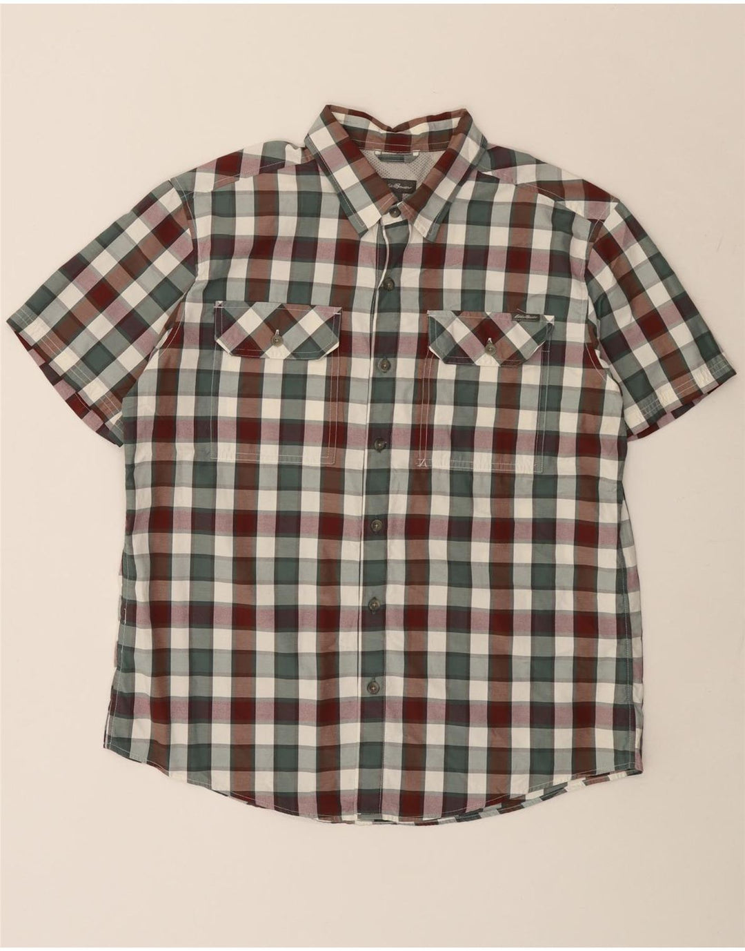 EDDIE BAUER Męska koszula z krótkim rękawem, duża, wielobarwna, bawełniana krata