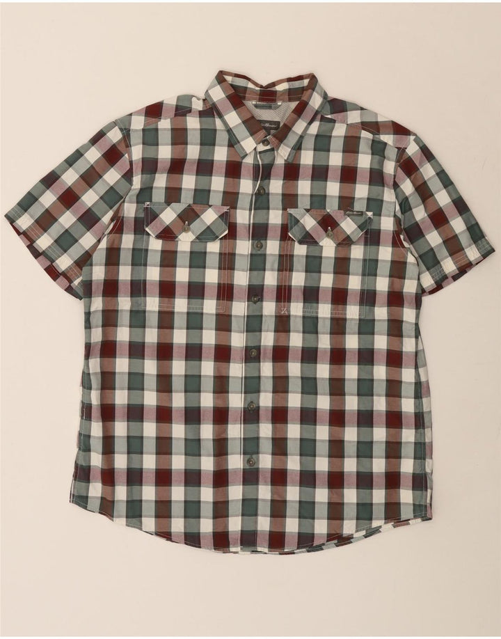 EDDIE BAUER Męska koszula z krótkim rękawem, duża, wielobarwna, bawełniana krata