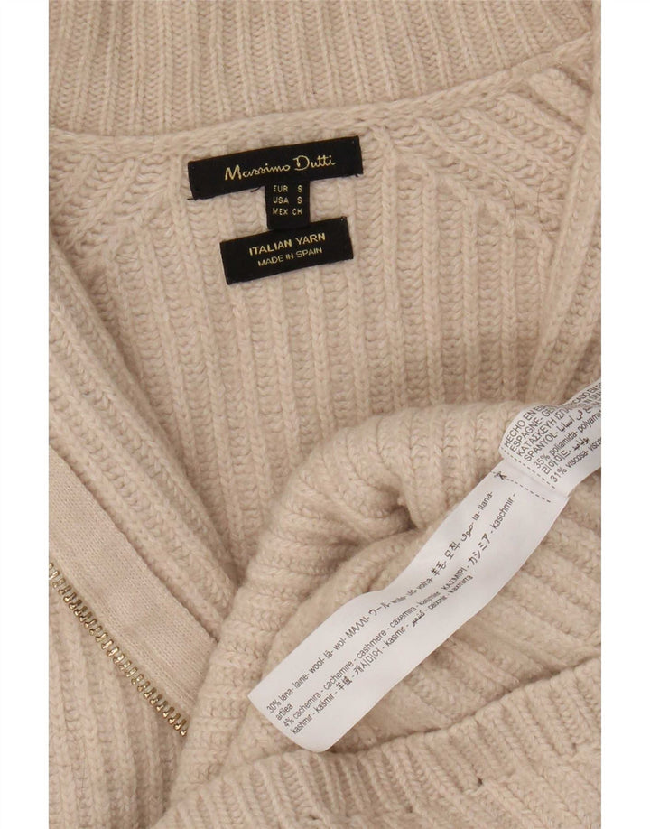 Damski sweter oversize Massimo Dutti UK 10 Small Beżowa wełna