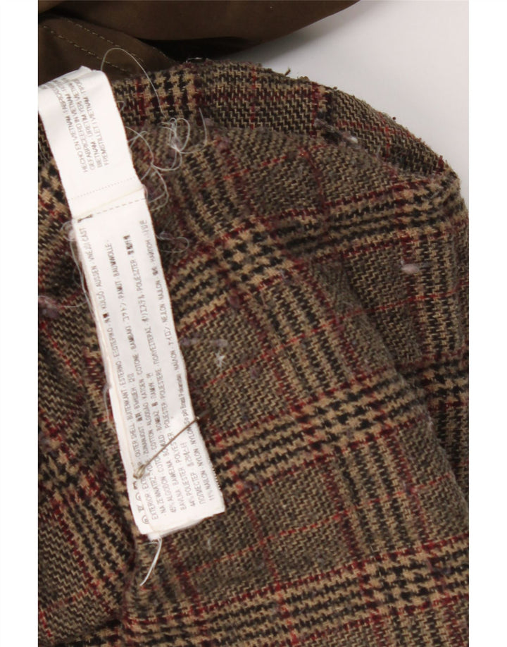 Damska kurtka parka z kapturem Zara UK 14, średnia khaki, bawełna w kratkę