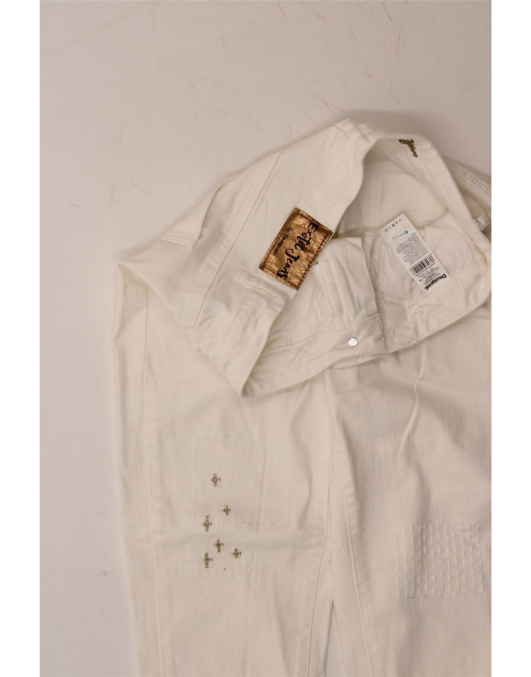 DESIGUAL Womens Slim Jeans W32 L27 White Cotton Vintage Desigual and Second-Hand Desigual from Messina Hembry 